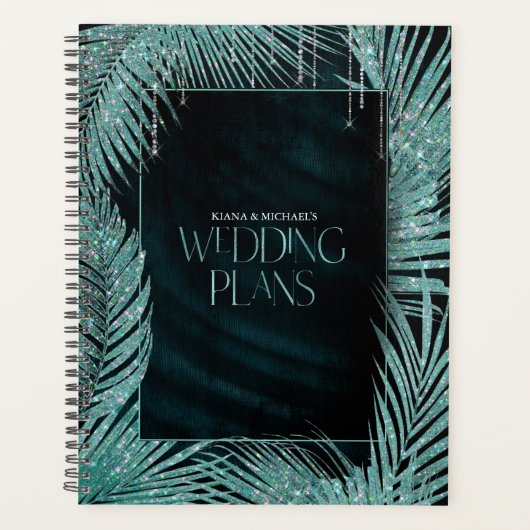 Jewel Palm Leaf Wedding Blauwgroen ID830 Planner (Voorkant)