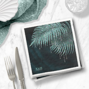 Jewel Palm Leaf Wedding Blauwgroen ID830 Servet