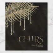 Jewel Palm Leaf Wedding Cheers Gold ID830 Wijn Etiket (Enkel label)