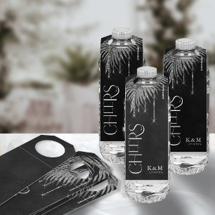 Jewel Palm Leaf Wedding Cheers Silver ID830 Flessenhanger