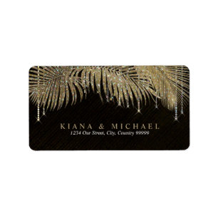 Jewel Palm Leaf Wedding Gold ID830 Etiket