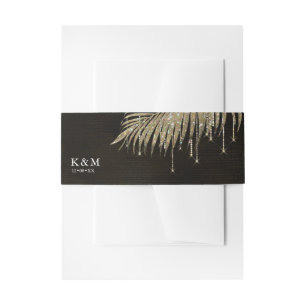 Jewel Palm Leaf Wedding Gold ID830 Uitnodigingen Wikkel