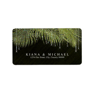 Jewel Palm Leaf Wedding Green ID830 Etiket