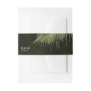 Jewel Palm Leaf Wedding Green ID830 Uitnodigingen Wikkel
