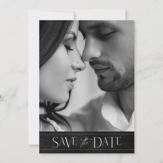 Jewel Palm Leaf Wedding Photo Silver ID830 Save The Date (Voorkant)