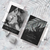 Jewel Palm Leaf Wedding Photo Silver ID830 Save The Date