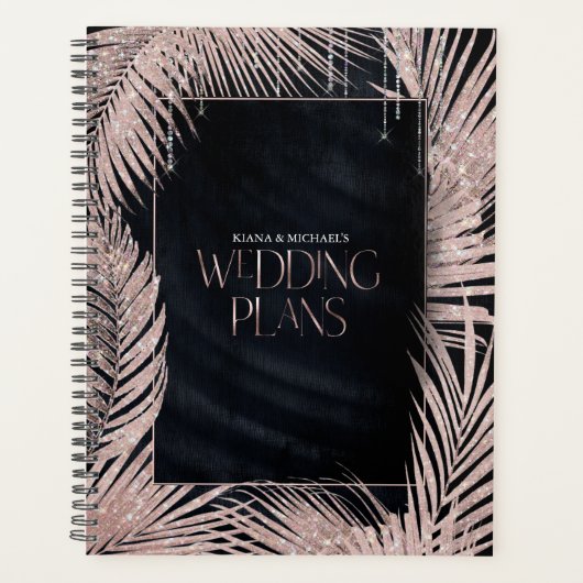 Jewel Palm Leaf Wedding Roos Gold/Navy ID830 Planner (Voorkant)