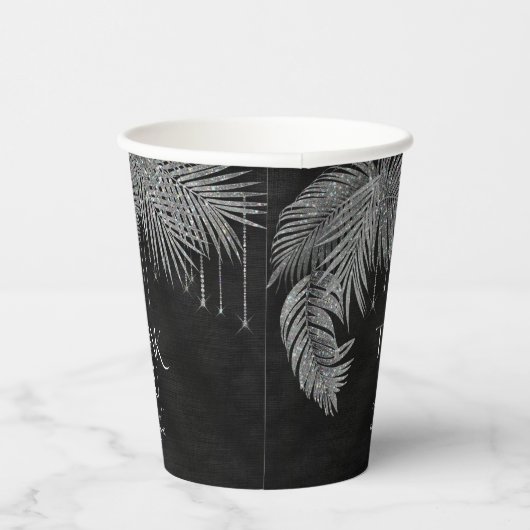 Jewel Palm Leaf Wedding Silver ID830 Papieren Bekers (Rechts)