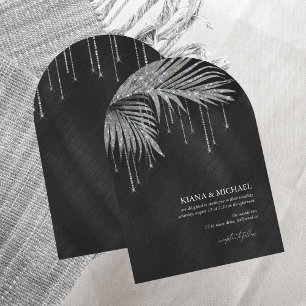 Jewel Palm Leaf Wedding Zilveren Boog ID830 Kaart