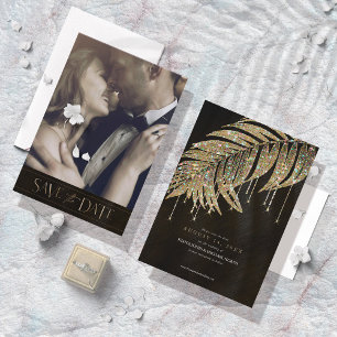 Jewel Palmblad Trouwen Goud ID830 Save The Date