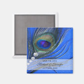 Jewel Peacock Feather Blue Save the Date Magneet (Voorkant / Achterkant)