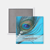 Jewel Peacock Feather Save the Date Magneet (Voorkant / Achterkant)