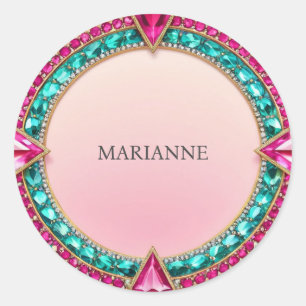 Jewel Pink en Turquoise Ronde Sticker