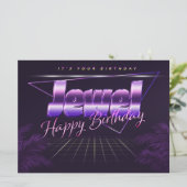 Jewel Prénom lila retro Carte Anniversaire (Debout devant)