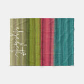 Jewel Tone Abstracte Waterverf Stripes Aangepaste  Fleece Deken (Voorkant (Horizontaal))