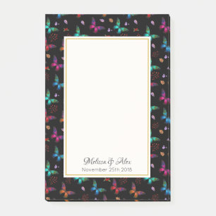 Jewel Tone Butterflies op Black Custom Post-it® Notes
