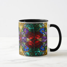 Jewel Tone Floral Stained Glass Art Mug Mok