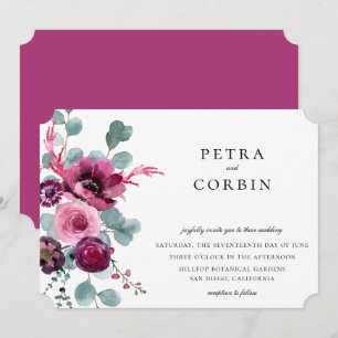 Jewel Tone Garden Bloemen bruiloft Kaart