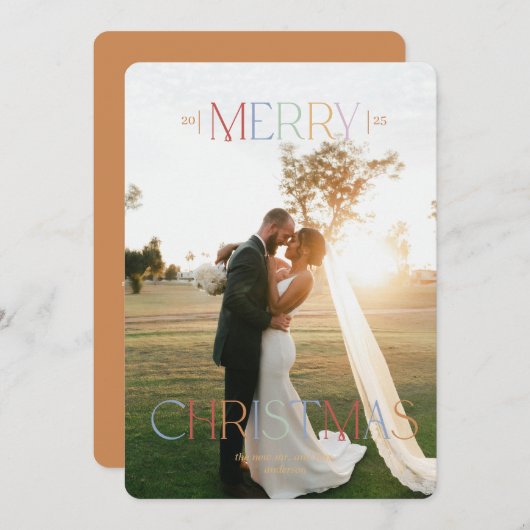 Jewel Tone Getrouwd Pas getrouwd Kerst Kaart (Voorkant / Achterkant)