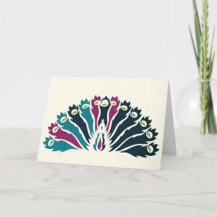 Jewel Tone Peacock (Fan) Notecard Kaart