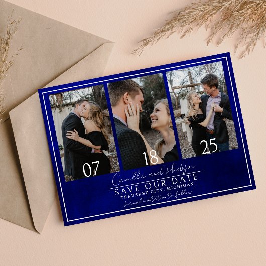 Jewel Tone-Romance | Saffier | Bruiloft Save The Date