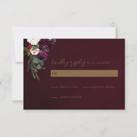 Jewel Tone Wedding RSVP Card (Voorkant)