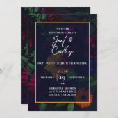 Jewel Toned Florals bruiloft uitnodiging (Voorkant / Achterkant)