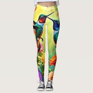 Jewel-Toned Hummingbird Magic Design Leggings