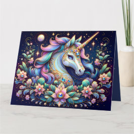 Jewel Toned Unicorn Floral Fantasy Kaart