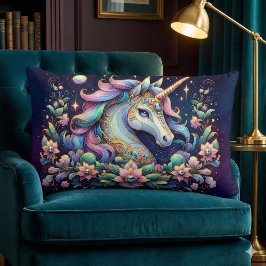 Jewel Toned Unicorn Floral Fantasy Kussen