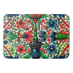 Jewel Tones Middeleeuws manuscript Bloemen Scrolls Badmat