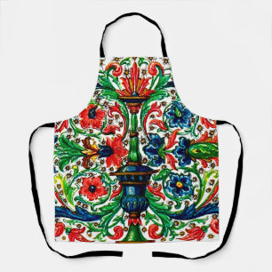 Jewel Tones Middeleeuws manuscript Bloemen Scrolls Schort