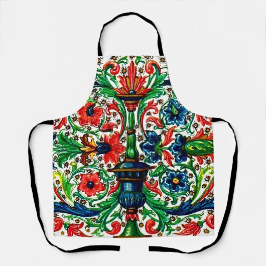 Jewel Tones Middeleeuws manuscript Bloemen Scrolls Schort (Voorkant)