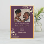 Jewel Tones Photo Wedding Invitation Kaart (Staand voorkant)