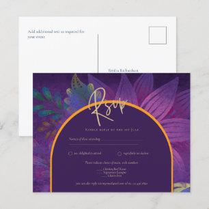 Jewel Tones Plum Paarse Berry Gold Wedding Briefkaart