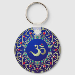 Jeweled Blue Om Sleutelhanger