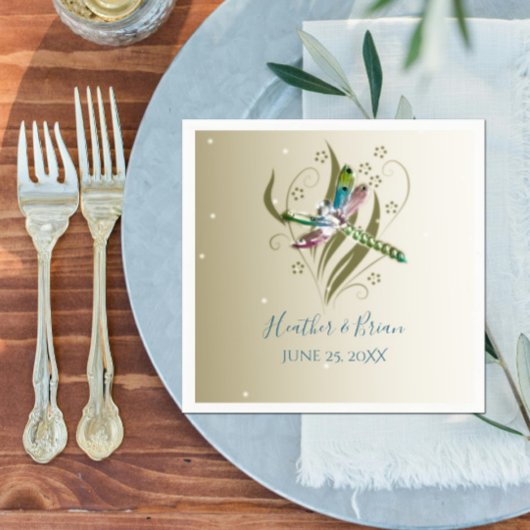 Jeweled Dragonfly Wedding Paper Napkins Servet