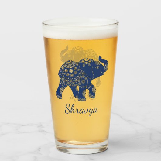 Jeweled Elephant Royal Blue Glas (Voorkant gevuld)