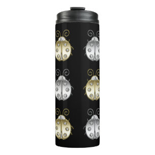 Jeweled Ladybugs Gold Silver Diamond Thermosbeker