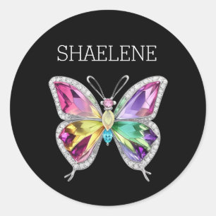 Jeweled Rainbow Crystal Butterfly Ronde Sticker