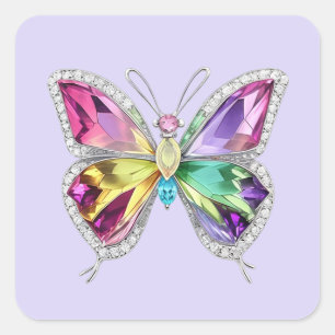 Jeweled Rainbow Crystal Butterfly Vierkante Sticker