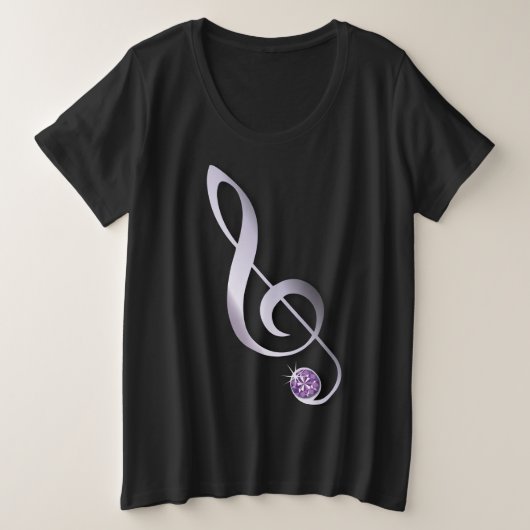 Jeweled Rhinestone Music Note Grote Maat T-shirt (Design voorkant)