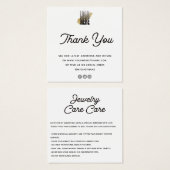 Jewelry Care Card Thank You avec logo (Devant & derrière)