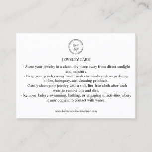 Jewelry Care Kaart Uw Logo QR Code toevoegen Visitekaartje