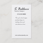 Jewelry Designer Custom Jeweler Visitekaartje (Achterkant)