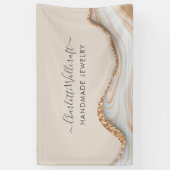 Jewelry Designer Pink Gold Glitter Marble Agate Spandoek (Verticaal)