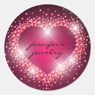 Jewelry Diamonds Pareltjes Heart Bling Business Ronde Sticker