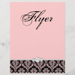 Jewelry Flyer Hair Salon Damask Baby Roze Classy