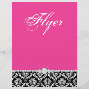 Jewelry Flyer Hair Salon Damask Black Pink Classy