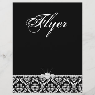 Jewelry Flyer Hair Salon Damask Black White Classy